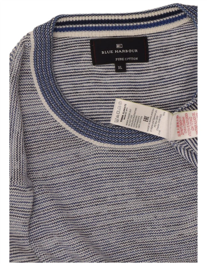 Maglione maglione girocollo da uomo Marks & Spencer blu Harbour XL blu chiazzato