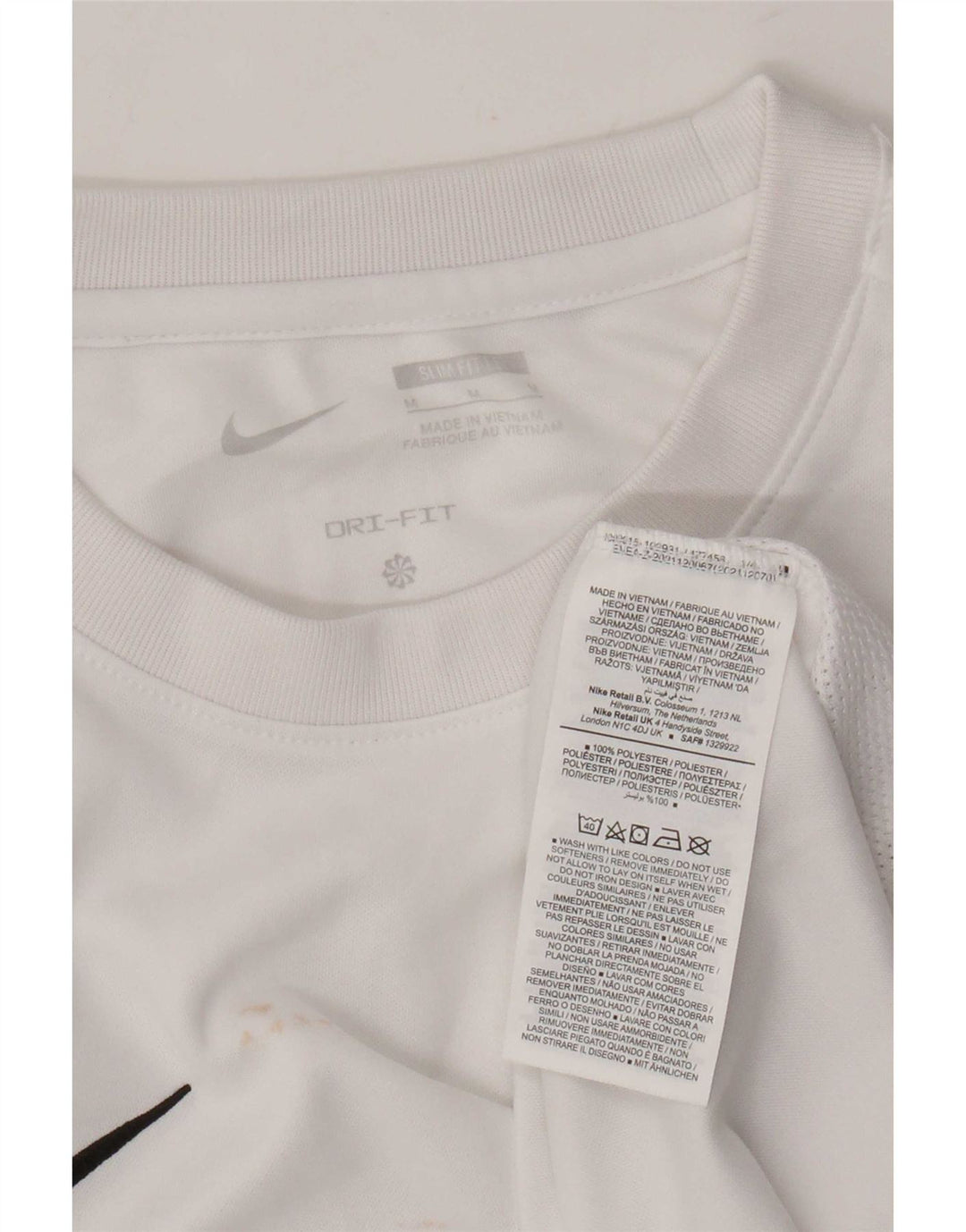 T-shirt Nike da uomo Dri Fit Slim Top in poliestere bianco medio