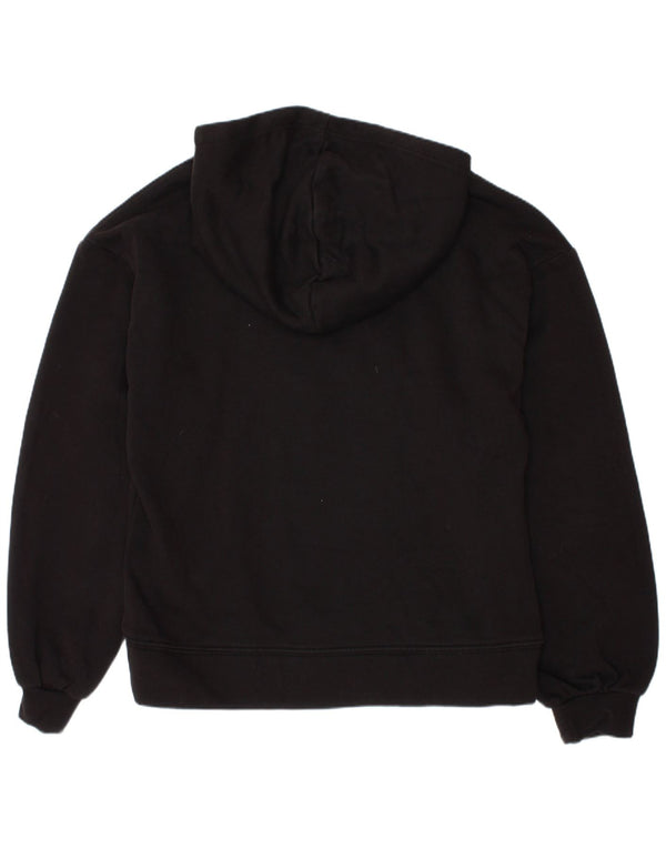 Puma Girls Graphic Hoodie Jumper 11-12 Years Black Cotton