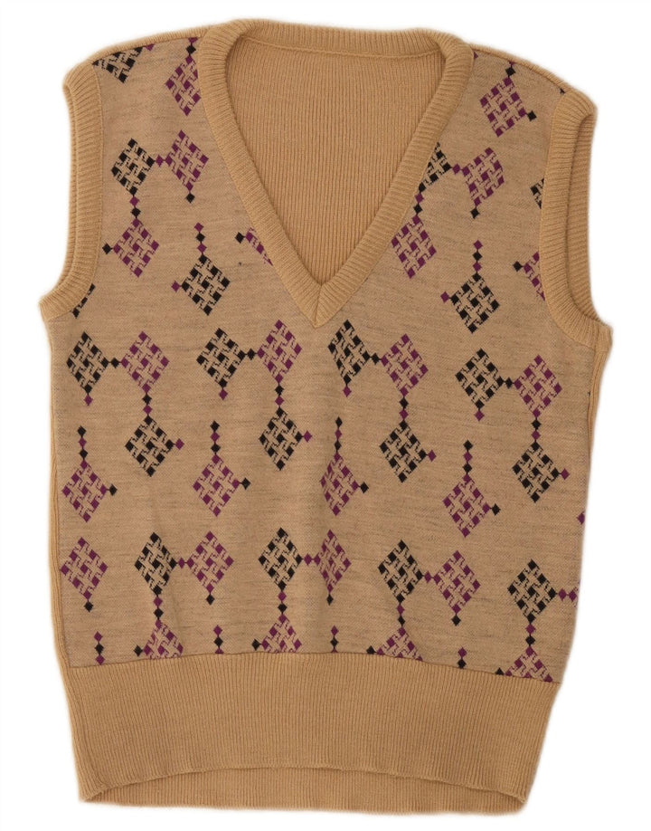 Canotta vintage da uomo canotta piccola geometrica beige