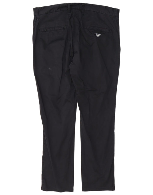 Pantaloni chino dritti da uomo Armani EU 52 XL W38 L29 cotone blu navy