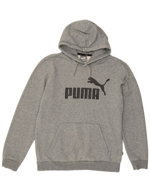 Felpa con cappuccio grafica da uomo Puma piccola in cotone chiazzato grigio