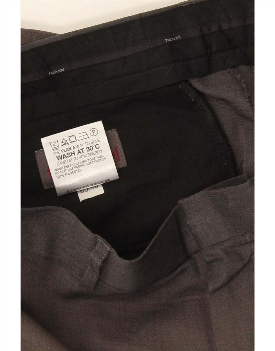 Pantaloni chino dritti da uomo Marks & Spencer W36 L29 poliestere grigio