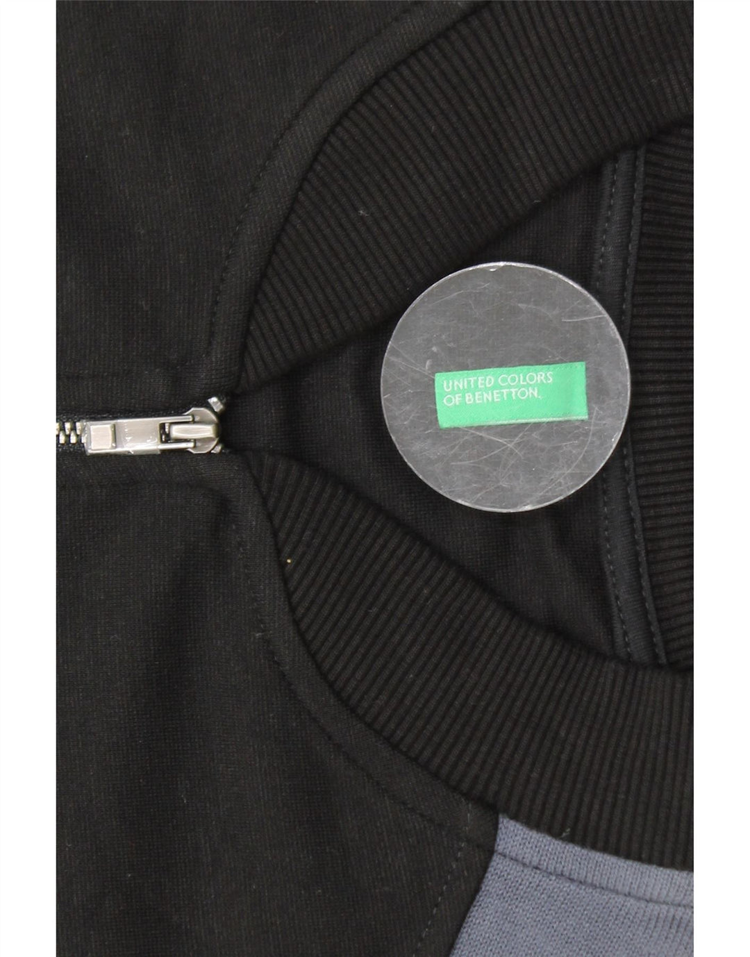 BENETTON Giacca corta da tuta da donna UK 16 Large Black Colourblock