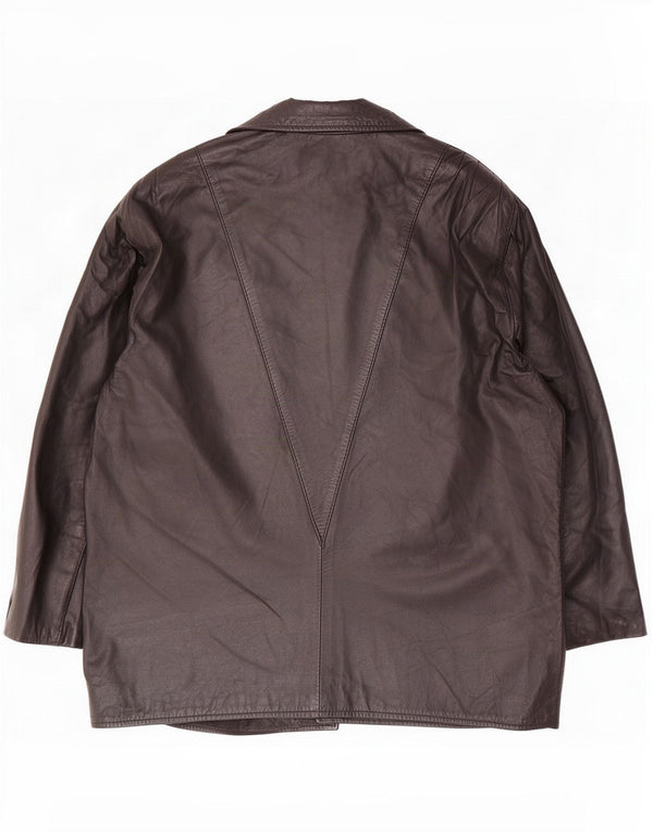 Giacca in pelle vintage da donna UK 16 grande nera