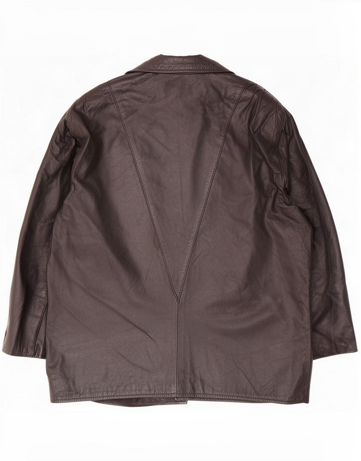 Giacca in pelle vintage da donna UK 16 grande nera