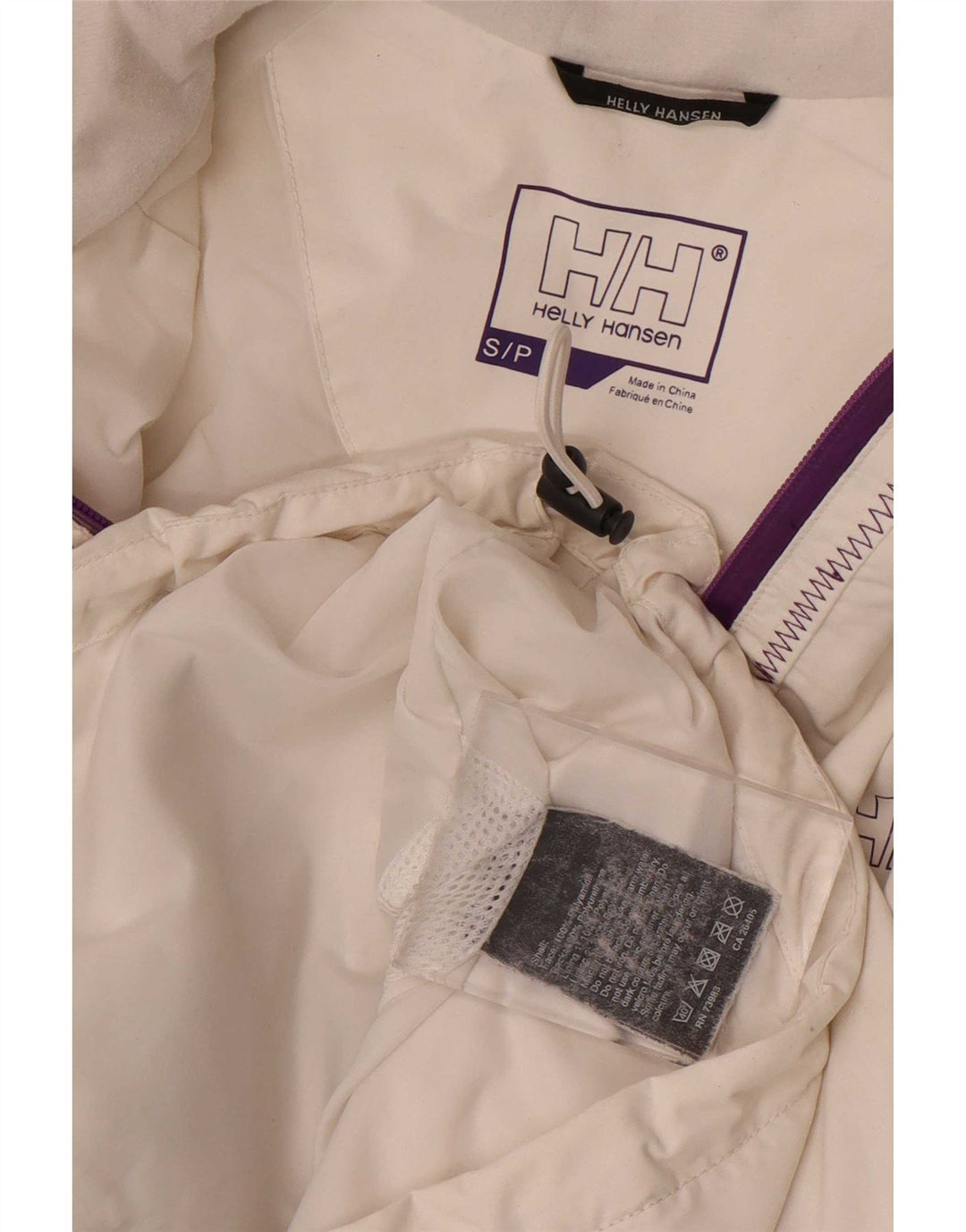 Giacca antipioggia con cappuccio grafica da donna Helly Hansen UK 10 Small bianca in poliammide