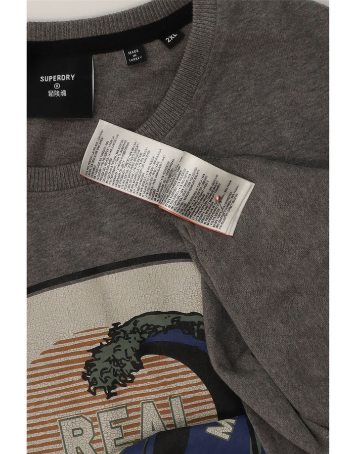T-shirt grafica da uomo Superdry Top 2XL in cotone grigio