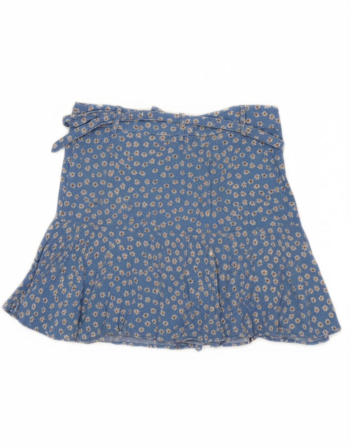 ZARA Womens Mini Skirt Large W30  Blue Floral Viscose Vintage Zara and Second-Hand Zara from Messina Hembry 