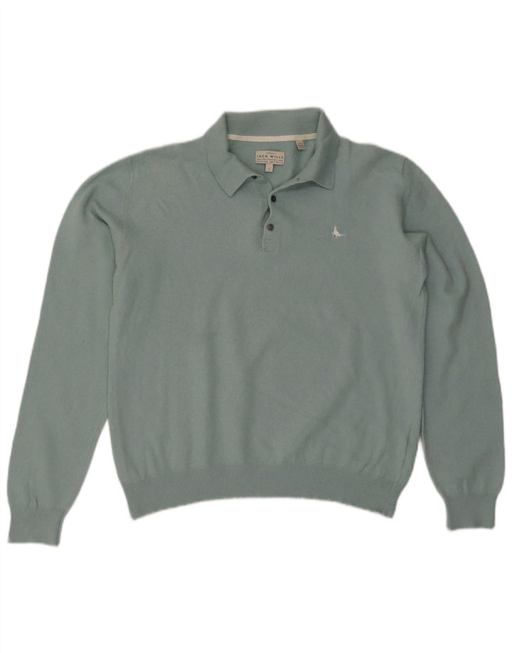 JACK WILLS Maglione da uomo con collo alto grande cotone blu