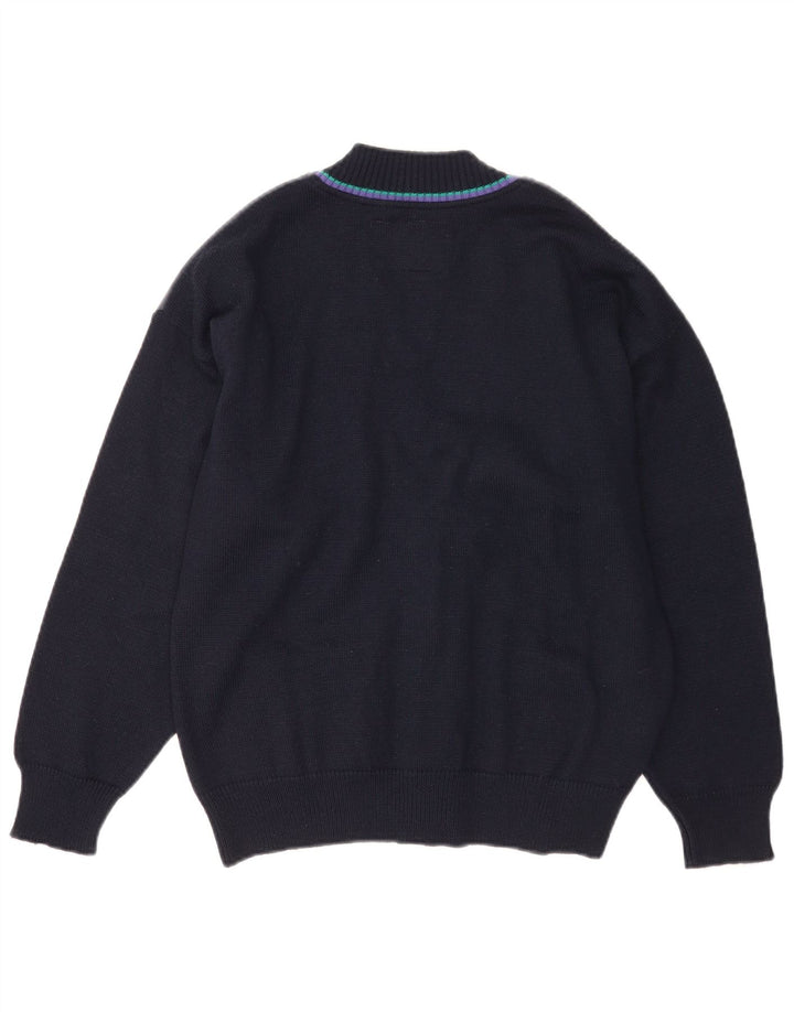 Maglione cardigan da uomo Il Granchio Lana color block medio blu navy
