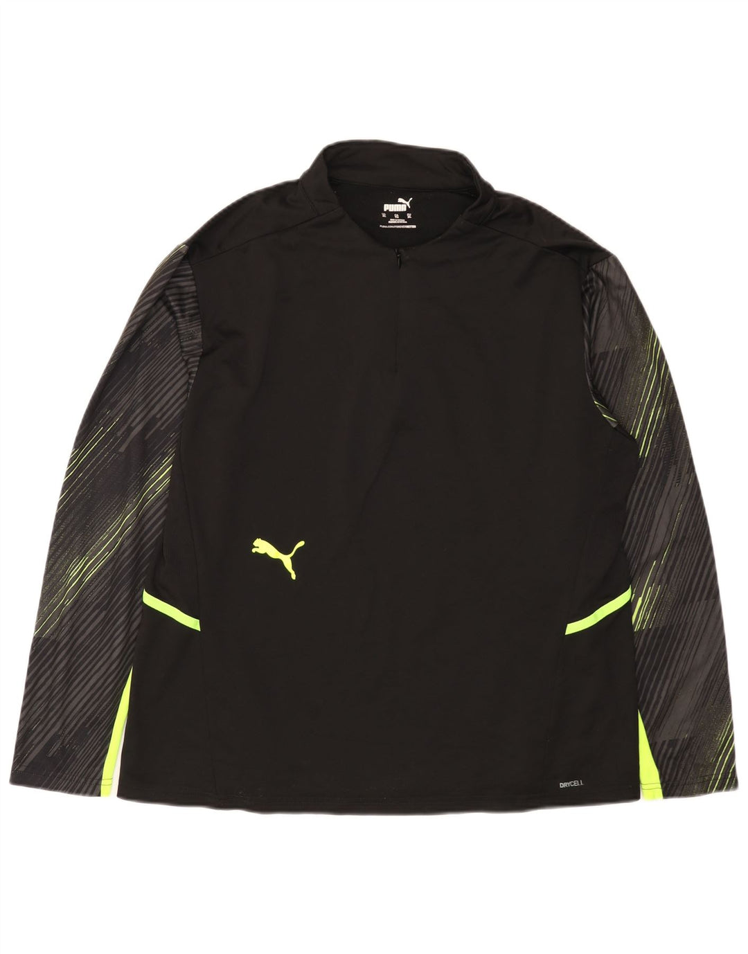 PUMA Top da tuta pullover con zip e collo da donna UK 18 XL a righe nere
