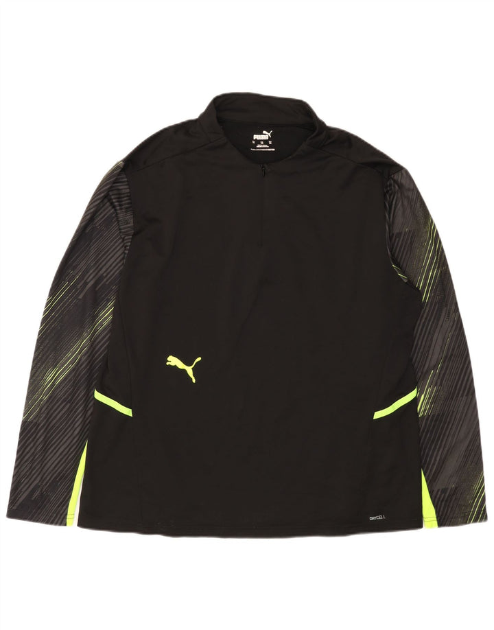 PUMA Top da tuta pullover con zip e collo da donna UK 18 XL a righe nere