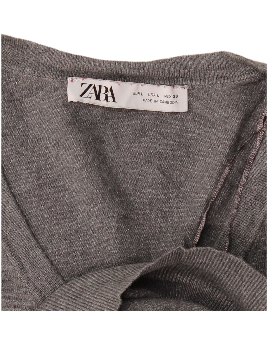 Maglione con scollo a V da donna Zara UK 16 grande grigio