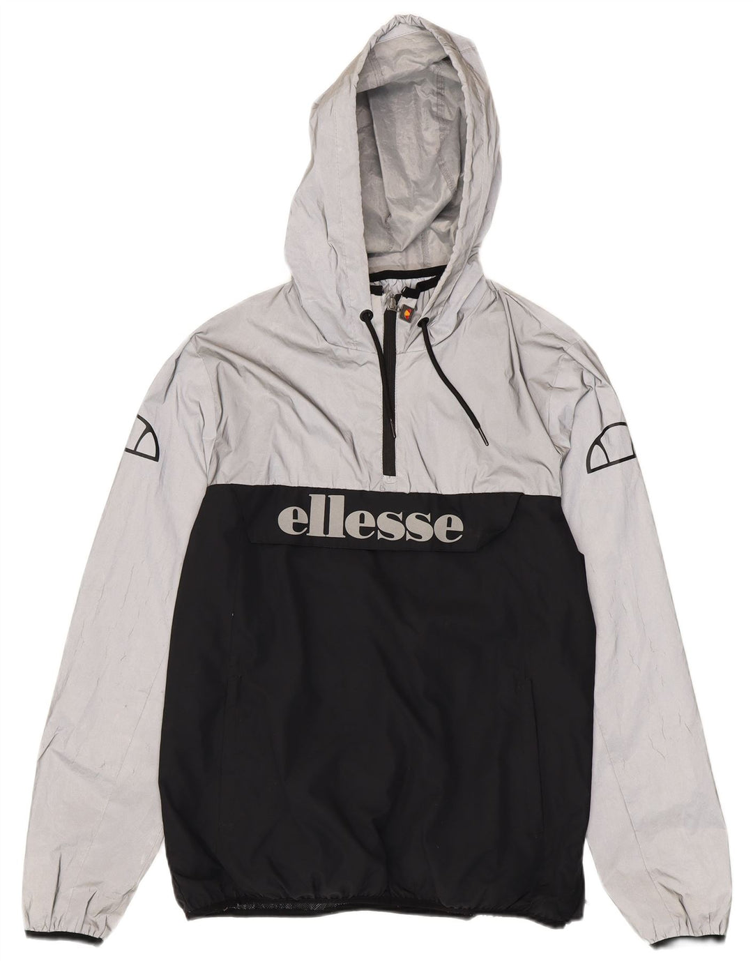Ellesse Giacca antipioggia da uomo con cappuccio grafico UK 40 Large Black Colourblock