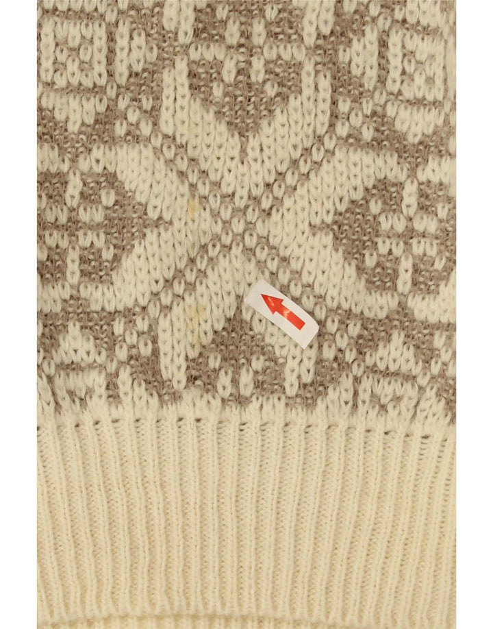 Maglione maglione girocollo da uomo Ciao XL Lana geometrica beige