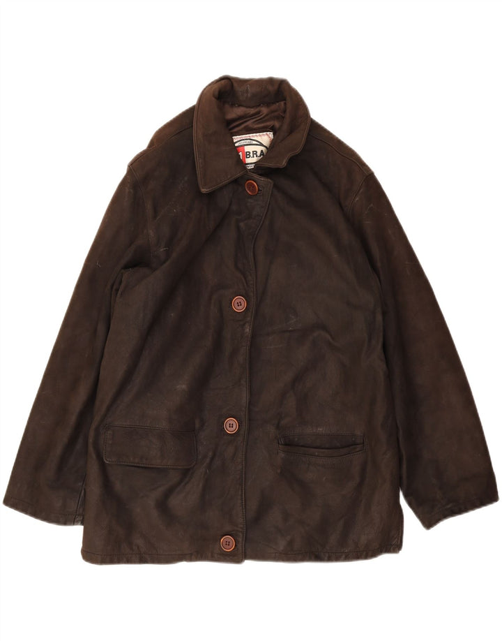 Giacca in pelle da donna VINTAGE EU 44 XL in pelle marrone