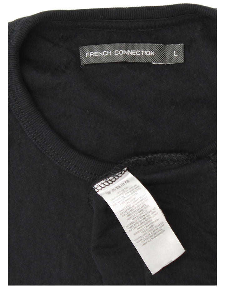 T-shirt da donna FRENCH CONNECTION Top UK 16 grande cotone nero