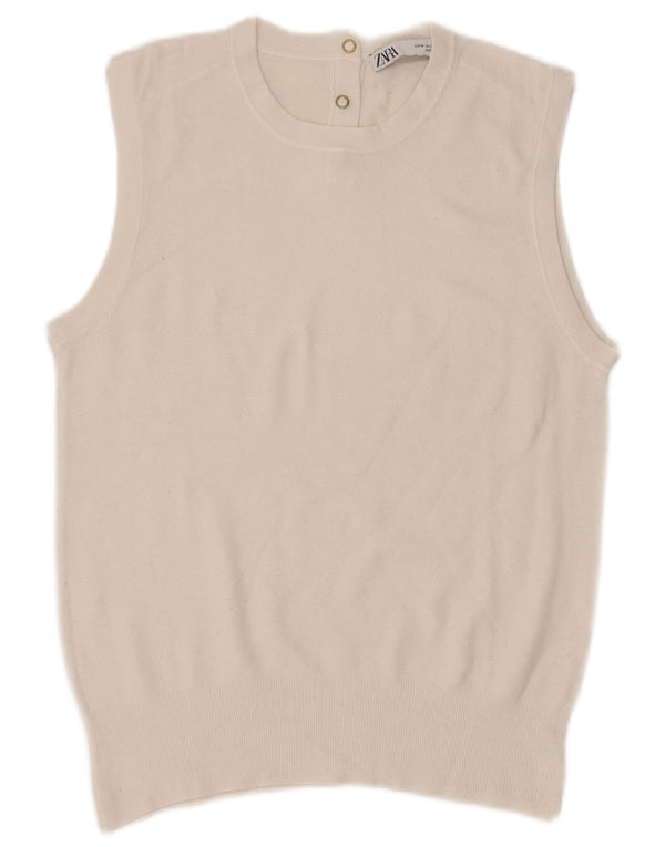 Canotta Donna Zara UK 12 Medio Bianco