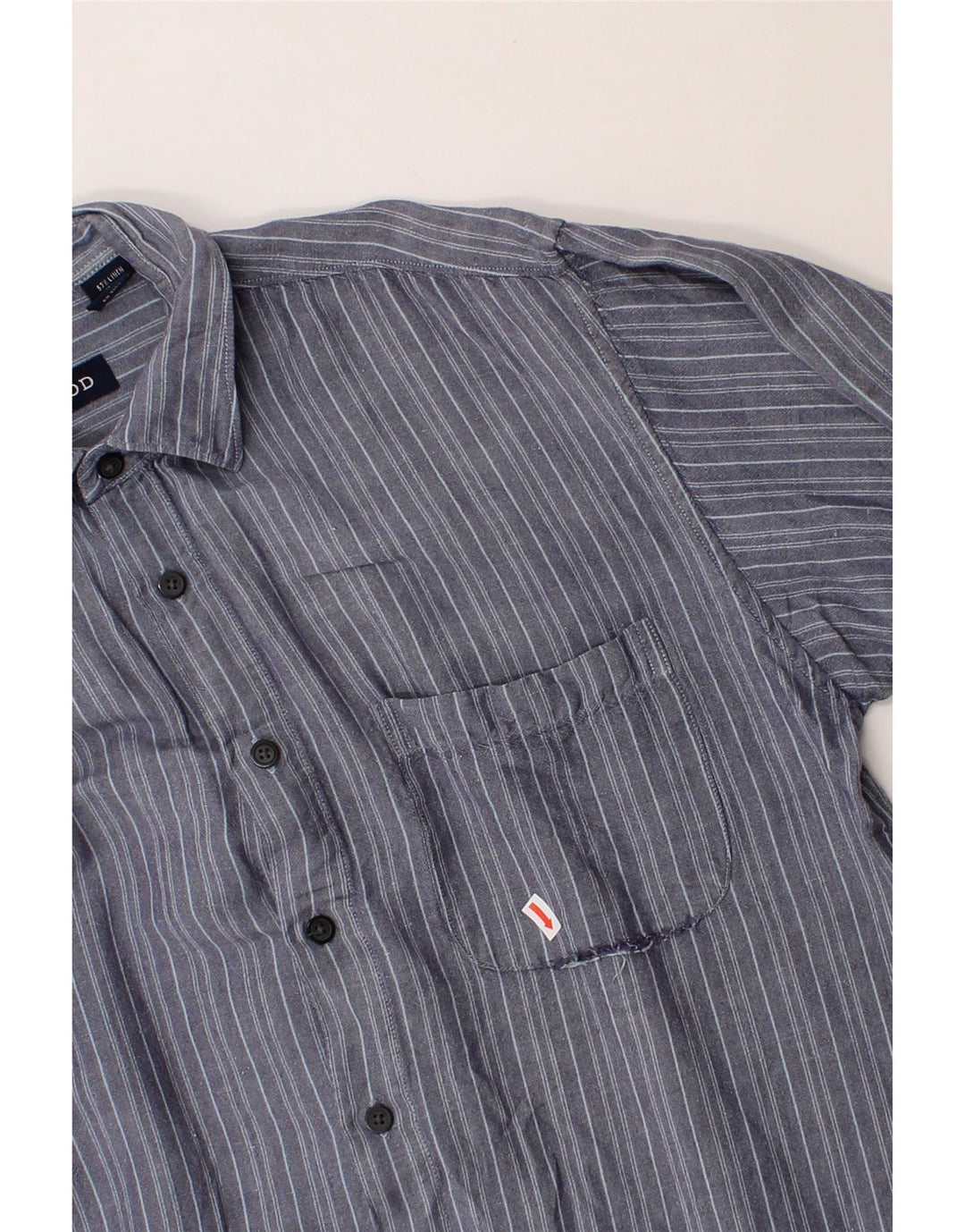 IZOD Mens Short Sleeve Shirt Medium Blue Striped Linen Vintage Izod and Second-Hand Izod from Messina Hembry 
