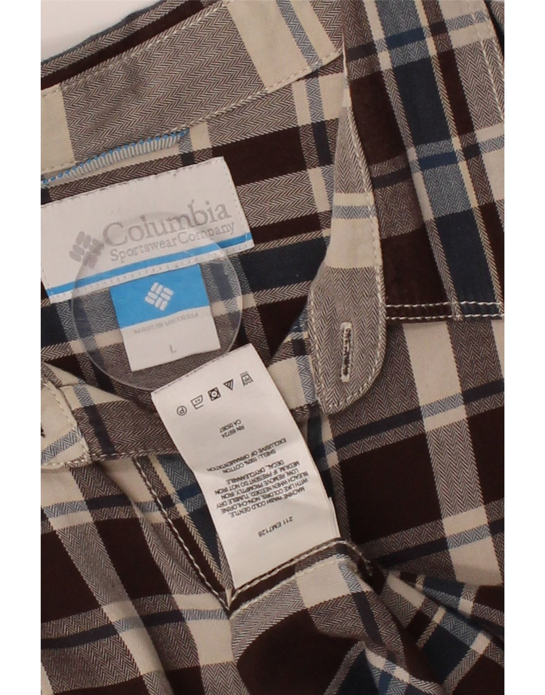 COLUMBIA Mens Shirt Large Brown Check Cotton Vintage Columbia and Second-Hand Columbia from Messina Hembry 