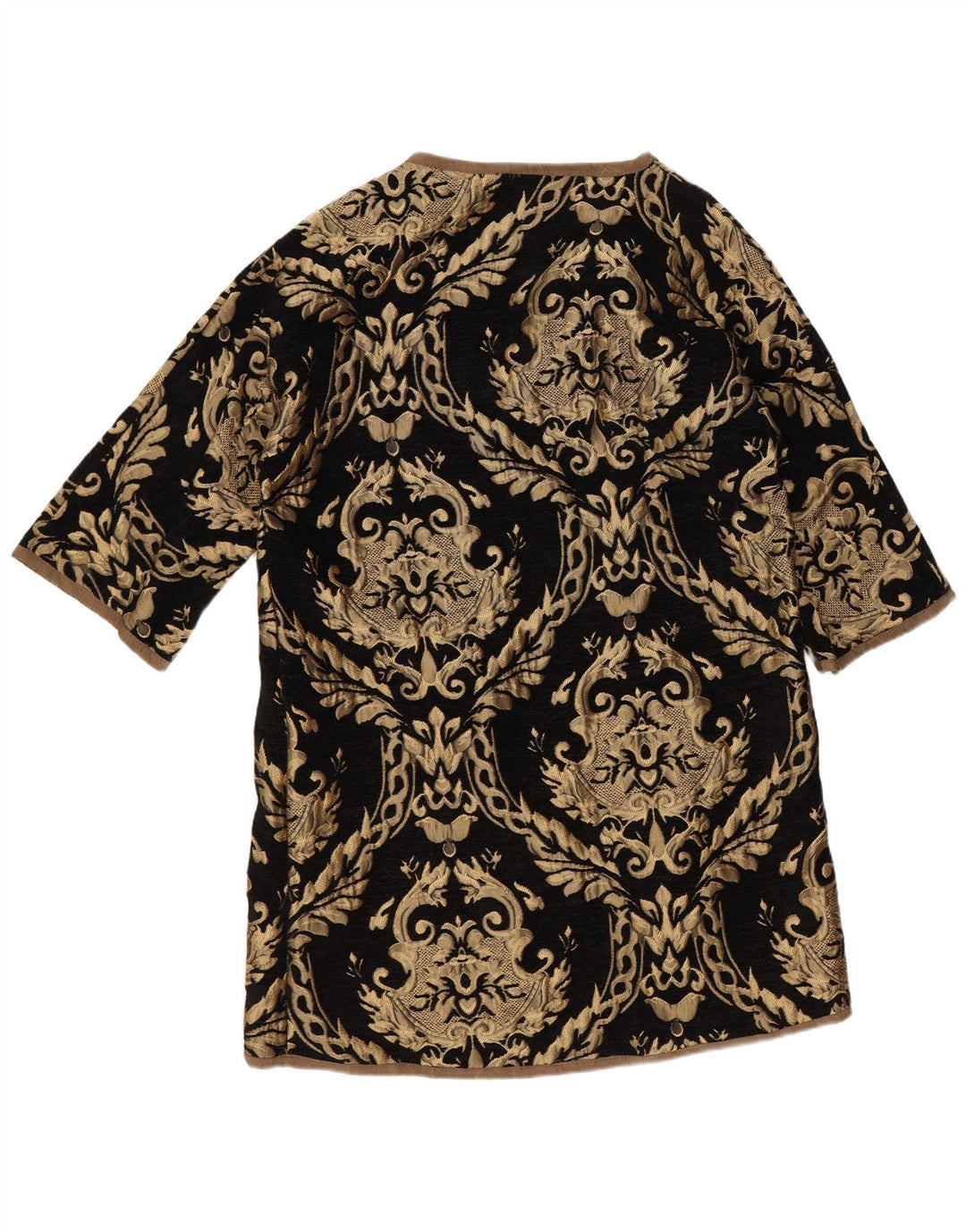 Maglione cardigan lungo da donna vintage UK 14 Medium Black Paisley