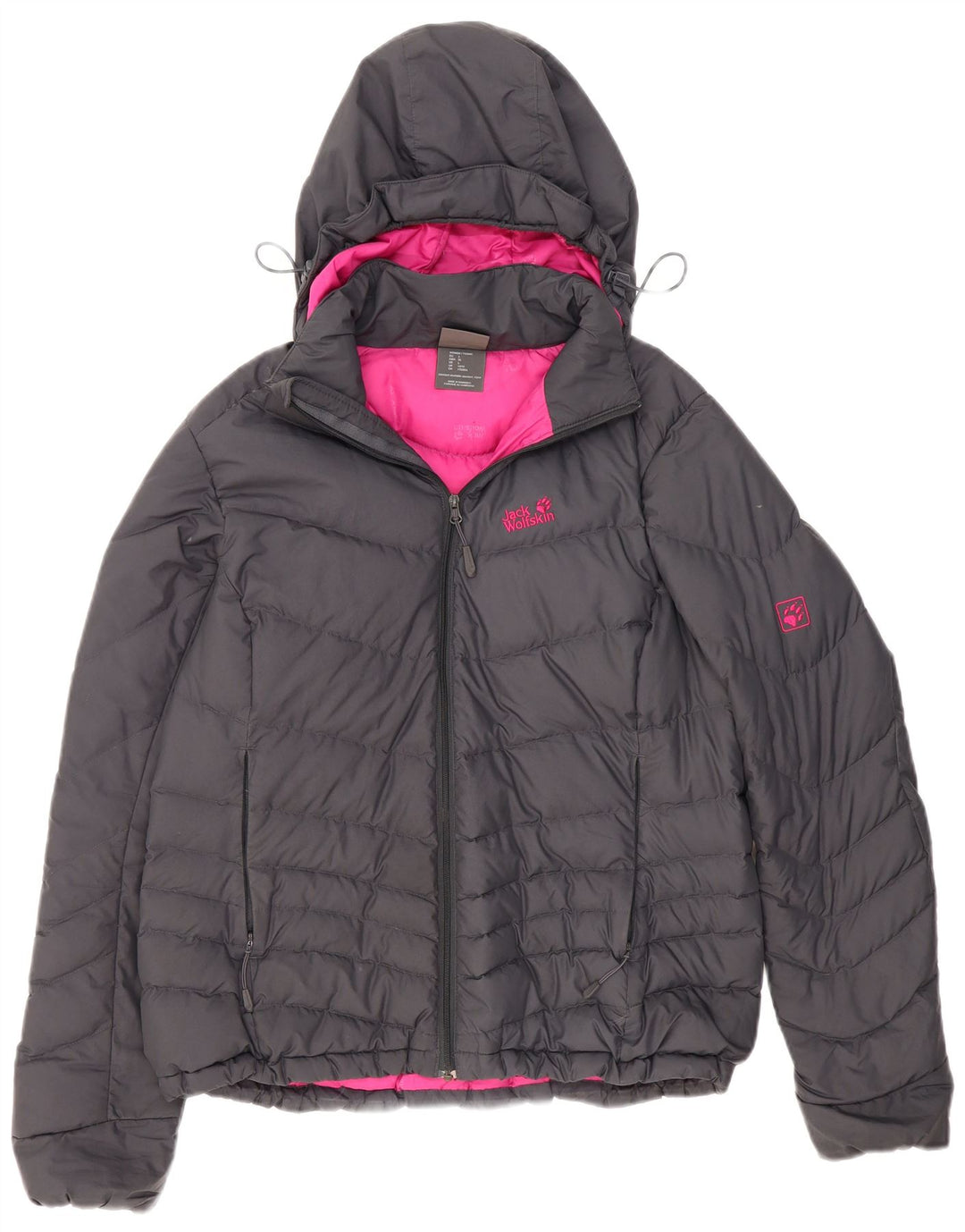 Giacca imbottita con cappuccio standard da donna Jack Wolfskin UK 16 grande grigia