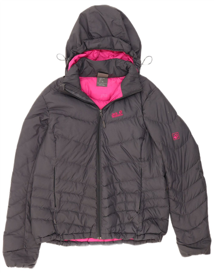 Giacca imbottita con cappuccio standard da donna Jack Wolfskin UK 16 grande grigia