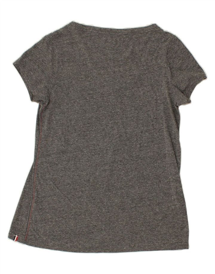 TOMMY HILFIGER Womens T-Shirt Top UK 12 Medium Grey Flecked Polyester Vintage Tommy Hilfiger and Second-Hand Tommy Hilfiger from Messina Hembry 