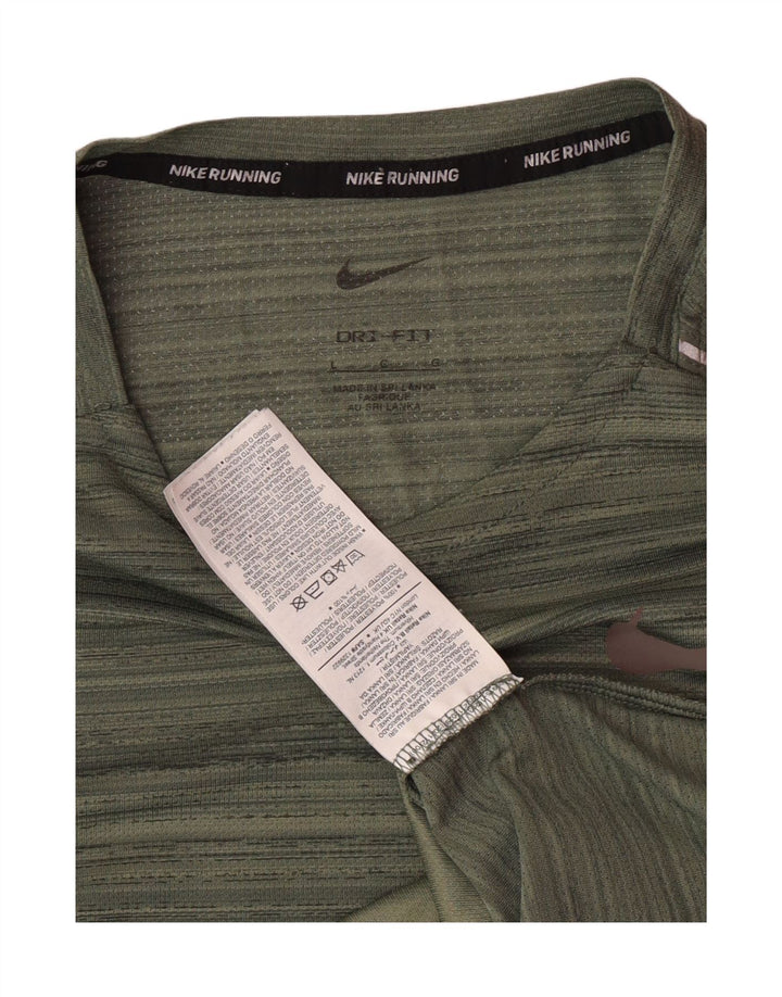 T-shirt Nike da uomo Dri Fit in poliestere a righe grandi verdi