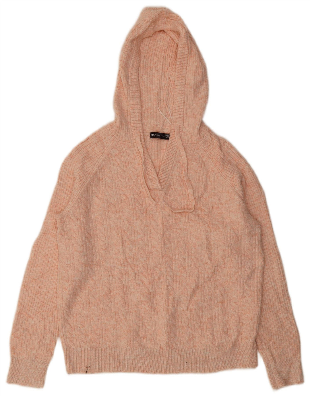 Maglione con scollo a V con cappuccio da donna Marks & Spencer UK 14 Rosa medio