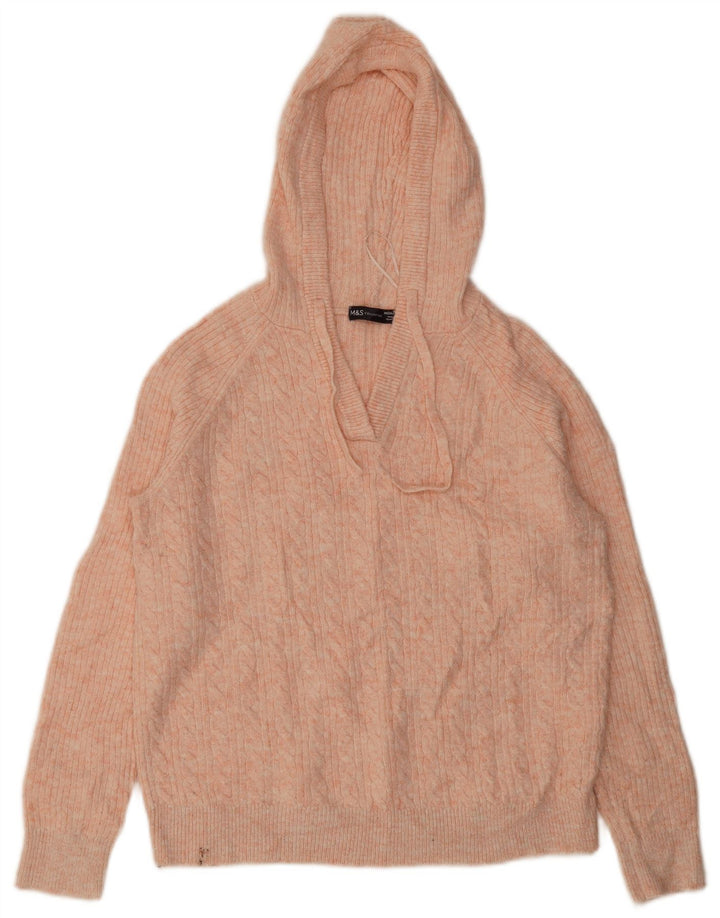Maglione con scollo a V con cappuccio da donna Marks & Spencer UK 14 Rosa medio