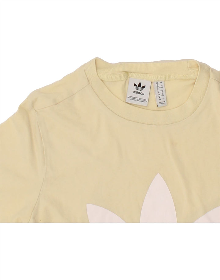 ADIDAS Womens Graphic T-Shirt Top UK 8 Small  Beige Vintage Adidas and Second-Hand Adidas from Messina Hembry 