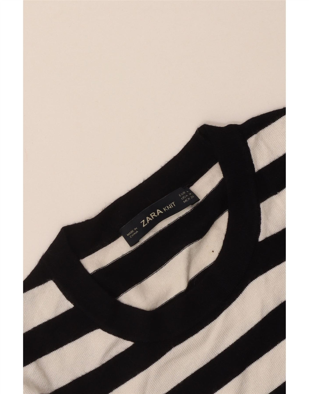 Maglione maglione girocollo da donna Zara UK 12 medio a righe nere