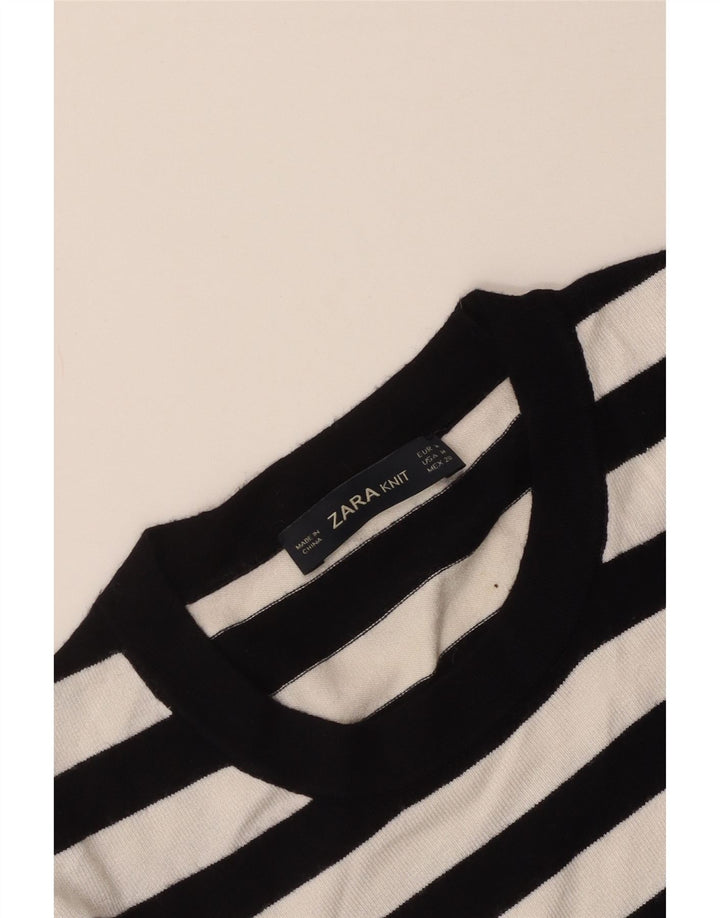 Maglione maglione girocollo da donna Zara UK 12 medio a righe nere