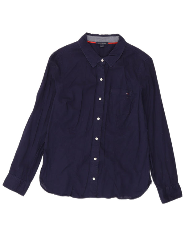Camicia da donna Tommy Hilfiger UK 14 grande cotone blu navy
