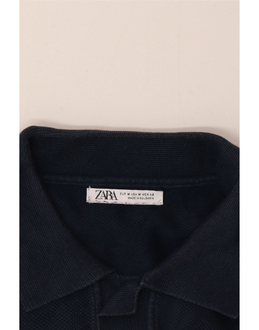 Maglione Zara da uomo a maniche corte con collo a polo blu navy medio