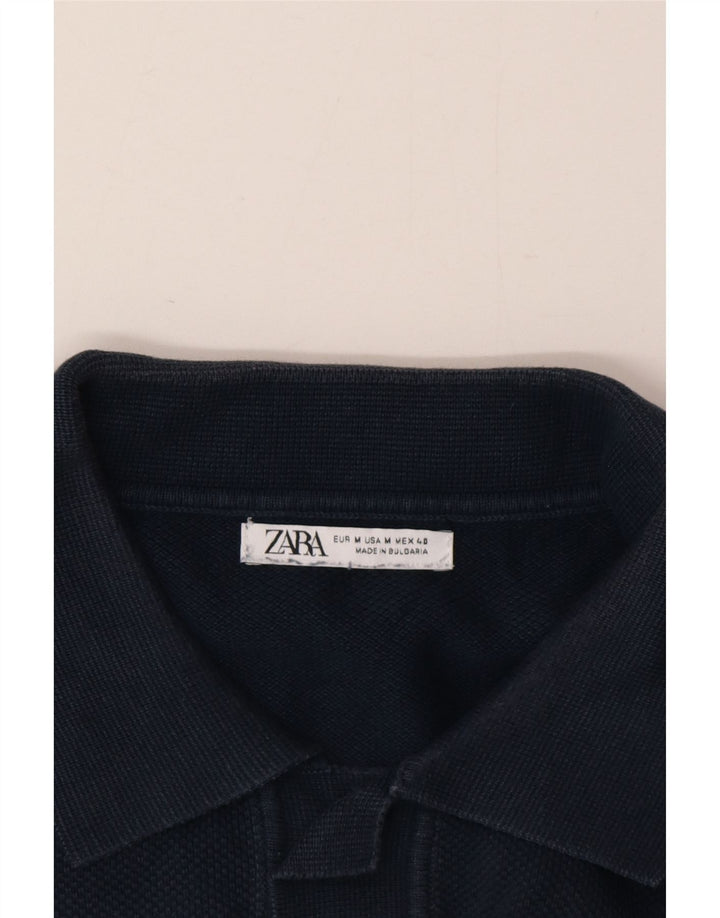 Maglione Zara da uomo a maniche corte con collo a polo blu navy medio