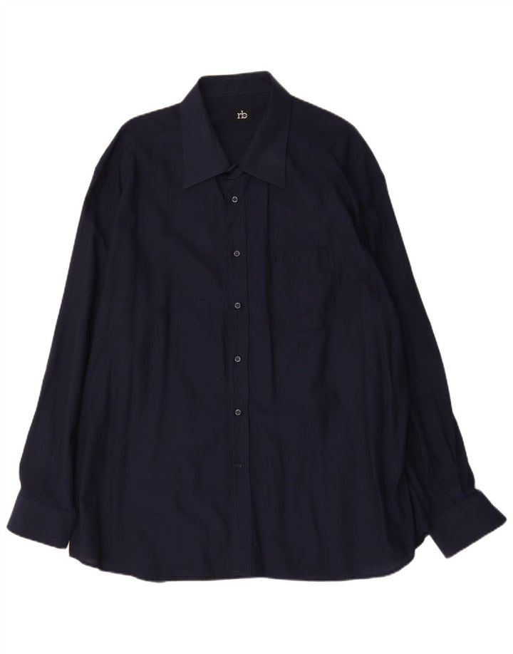 Camicia da uomo Roccobarocco taglia 48 2XL cotone blu navy