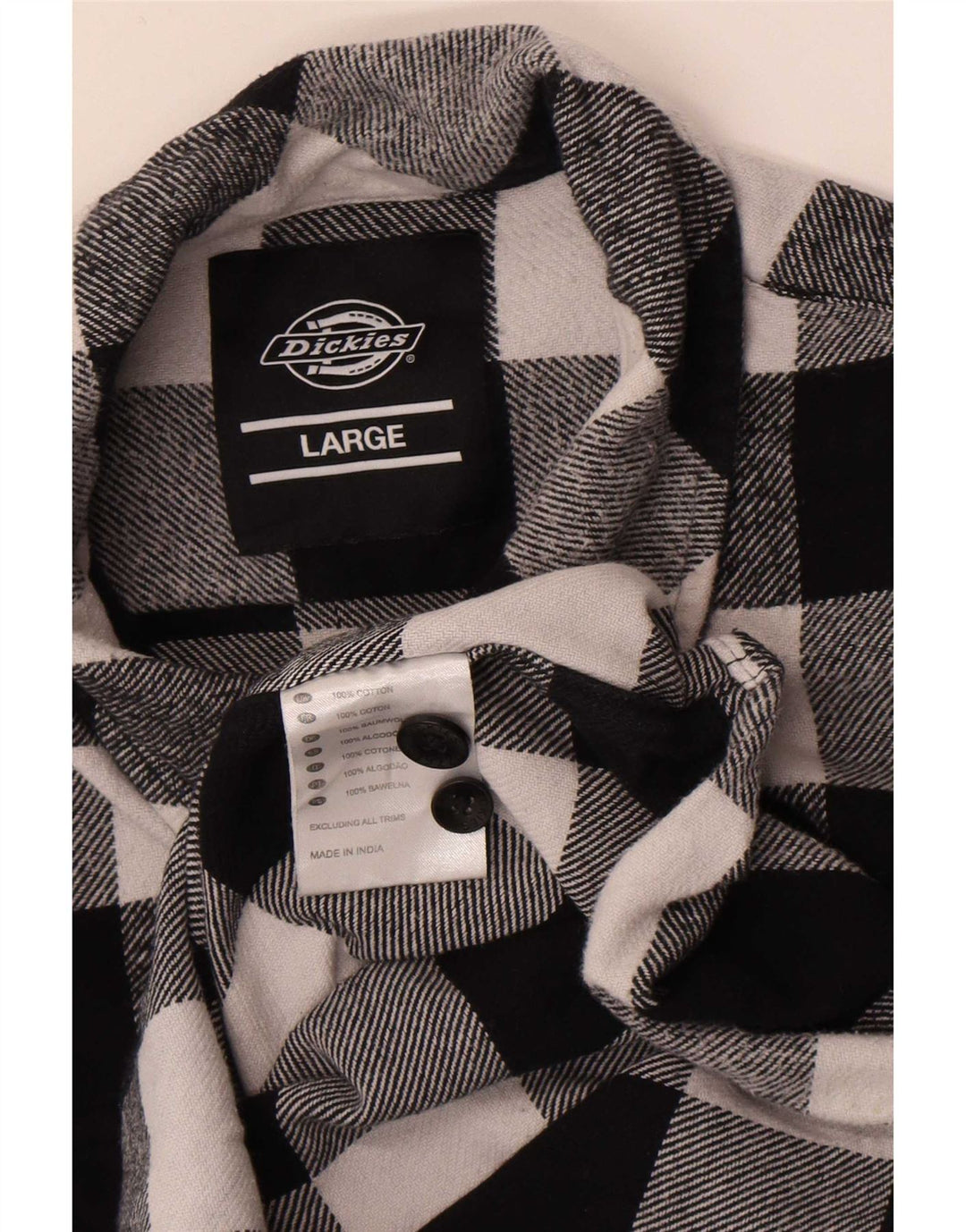 Dickies Camicia da uomo in flanella grande in cotone a quadretti nero