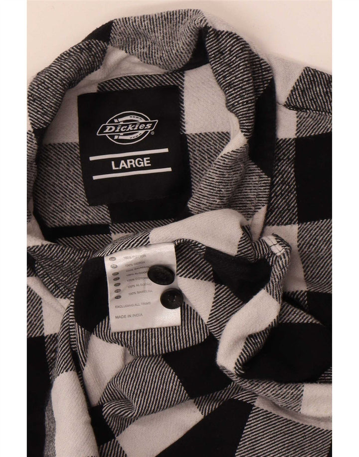 Dickies Camicia da uomo in flanella grande in cotone a quadretti nero