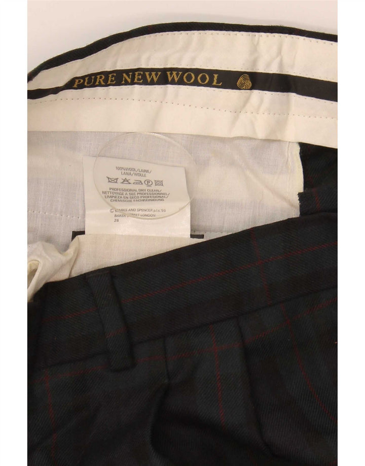 Pantaloni da abito affusolati da uomo Marks & Spencer W32 L29 blu navy a quadri