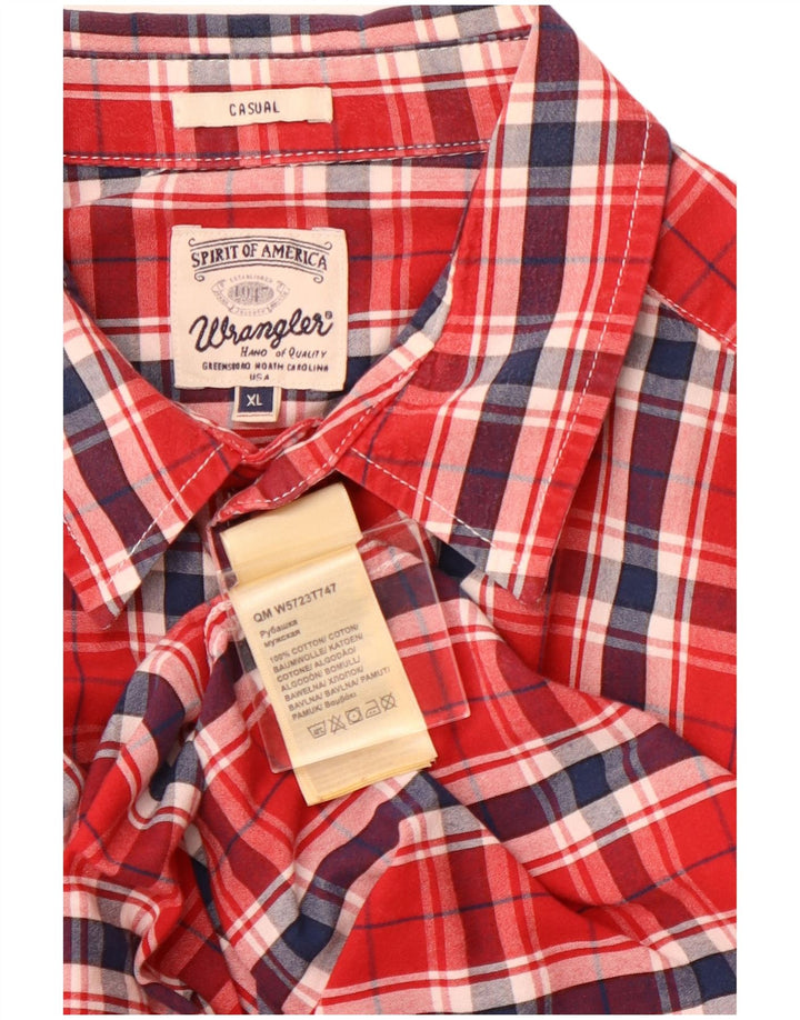Camicia a maniche corte vestibilità casual da uomo WRANGLER XL in cotone a quadri rossi