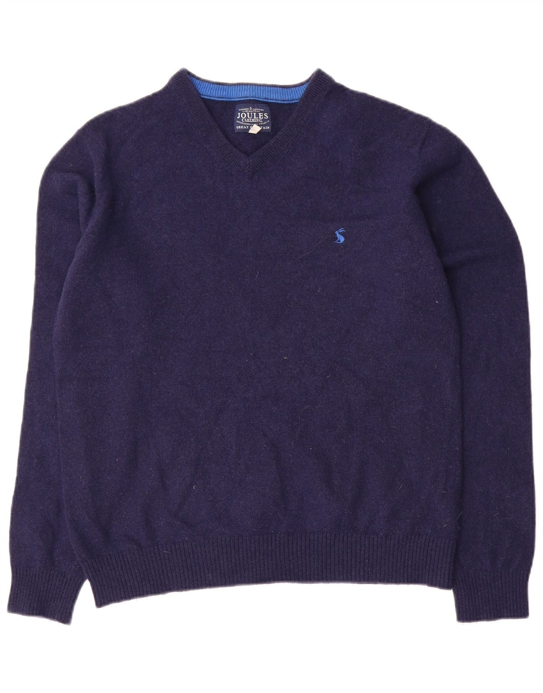 Joules Maglione da uomo con scollo a V in lana media blu navy
