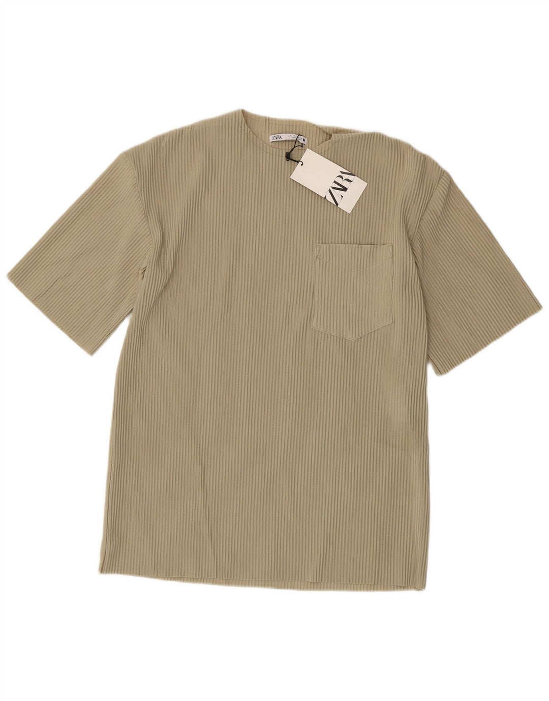T-shirt Zara da uomo Top Small Beige in poliestere