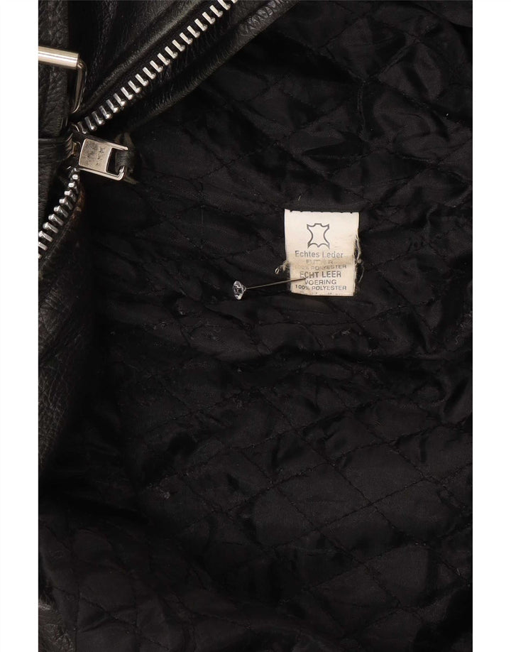 Giacca da motociclista in pelle da uomo vintage UK 38 media nera