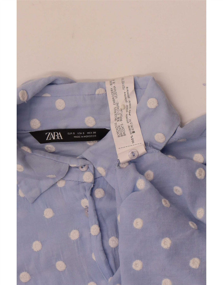 Camicia Zara da donna UK 10 piccolo poliestere a pois blu
