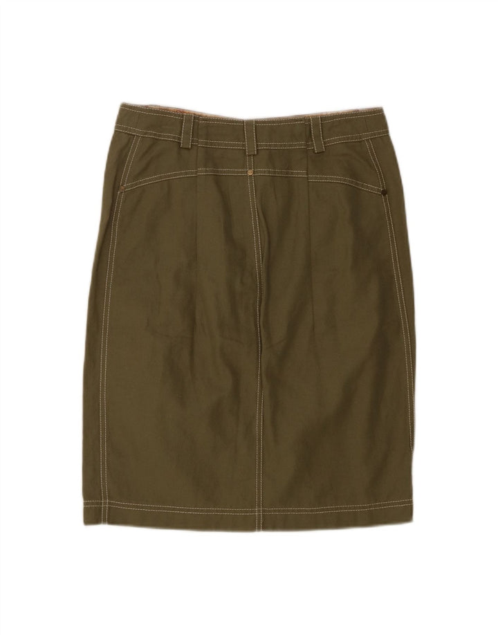 ALVIERO MARTINI Womens Midi Skirt UK 12 Medium W30  Khaki Cotton