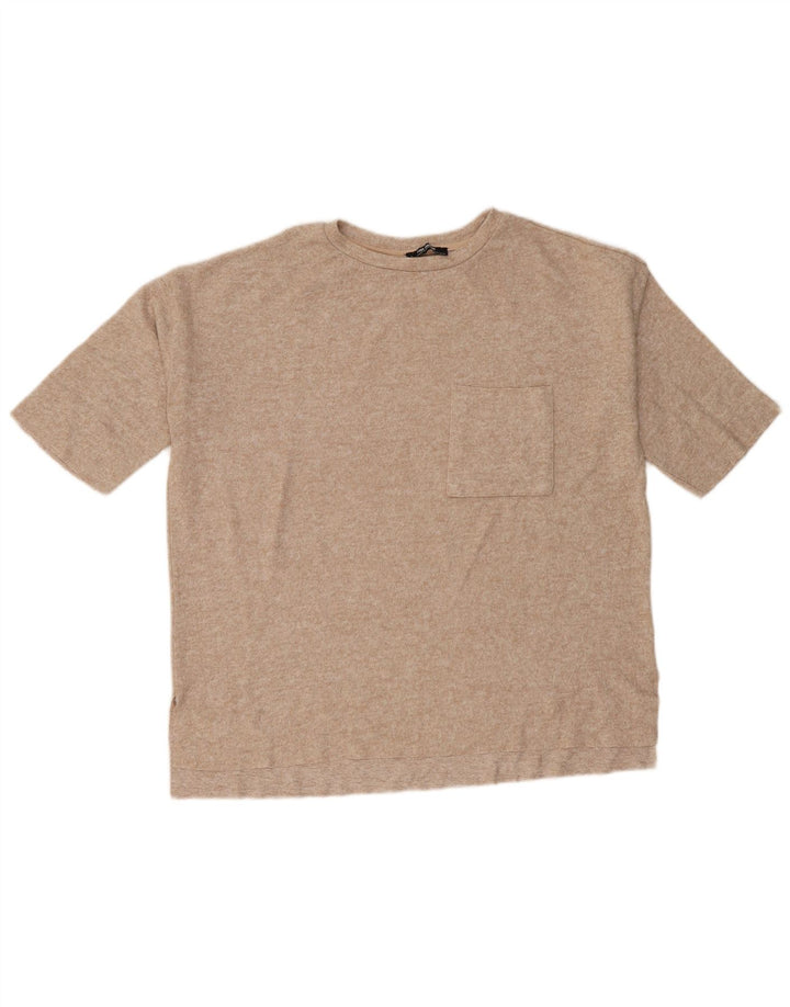T-shirt oversize da donna Zara UK 10 piccola beige