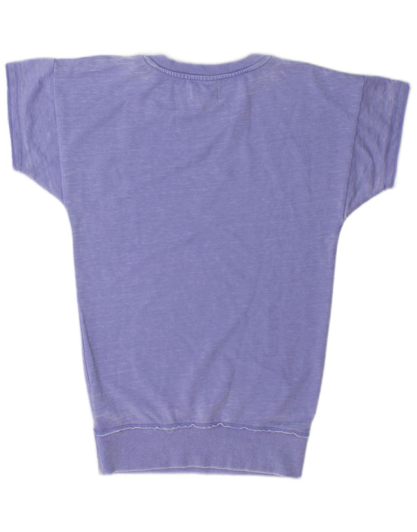 Diesel Top tunica grafica a maniche corte da donna UK 14 Cotone viola medio